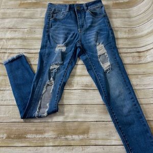 Pre-owned Empyre Drea High-Rise Ripped Med Wash Jeggings